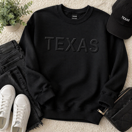 Black on Black Embossed Texas