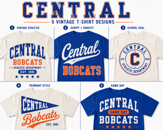 Central Bobcats Vintage Watercolor Stadium Tee | San Angelo, Texas