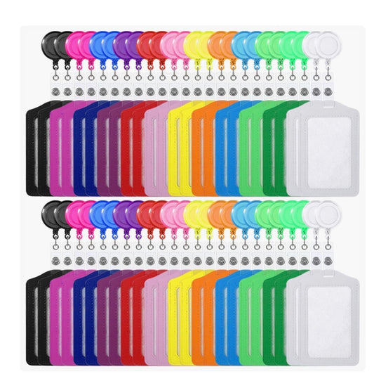 Personalized Colorful Badge Holder & Matching Retractable Reel Set | Vertical ID Card Holder for Nurses, Teachers & Office Staff