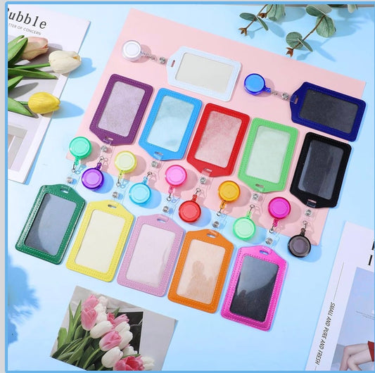 Personalized Colorful Badge Holder & Matching Retractable Reel Set | Vertical ID Card Holder| Back To School| for Nurses, Teachers & Office Staff