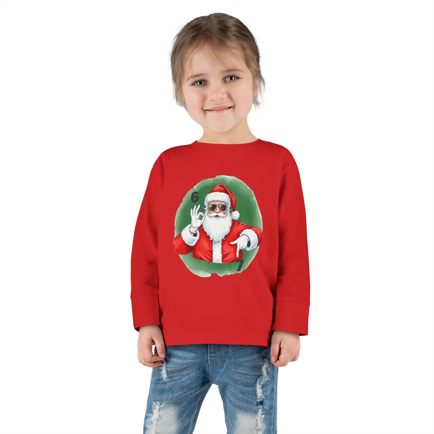 🎅 Stay Cool This Christmas with the “67 Santa” Tee! — Toddler Long Sleeve Tee