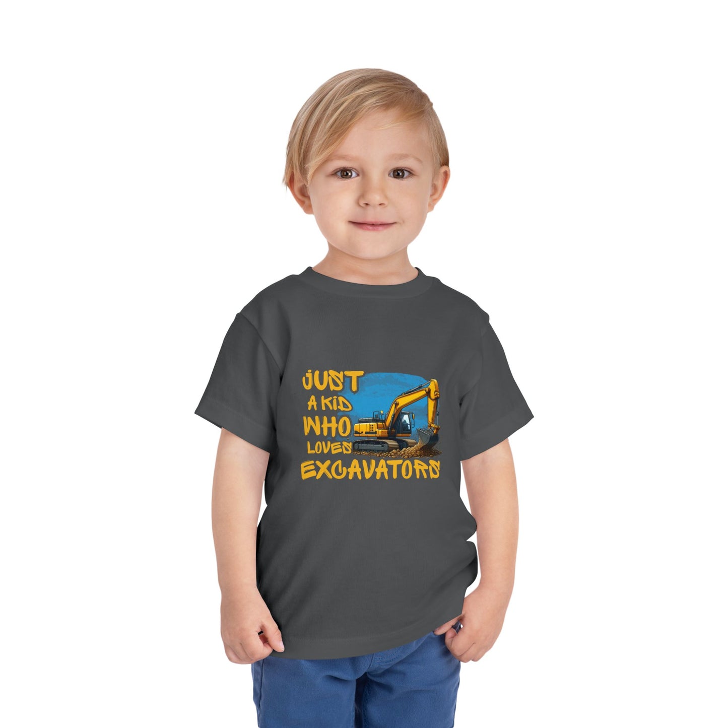 Excavator Toddler Tee - Just a Kid Who Loves Excavators, Toddler Gift, Kids' Apparel, Construction Theme T-shirt, Playtime Shirt