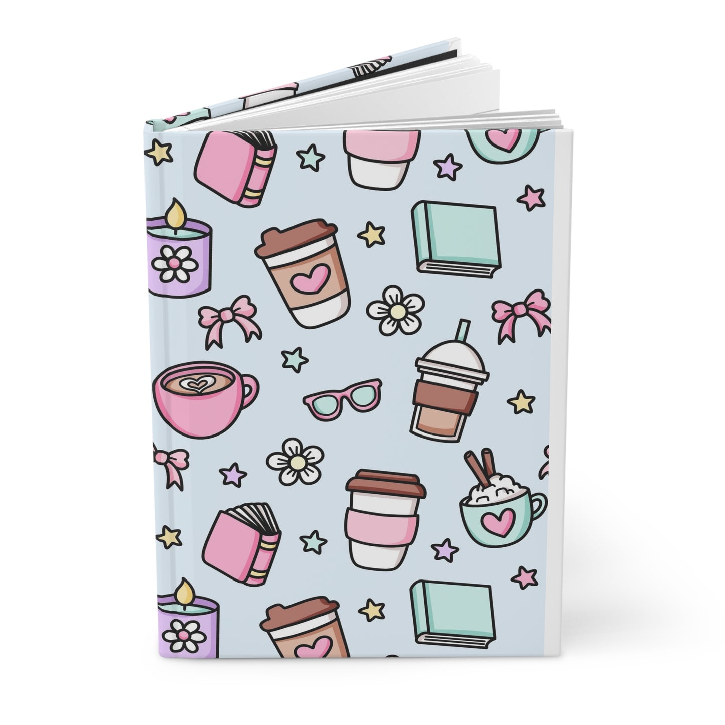 Cute Coffee Hardcover Journal Matte Blue