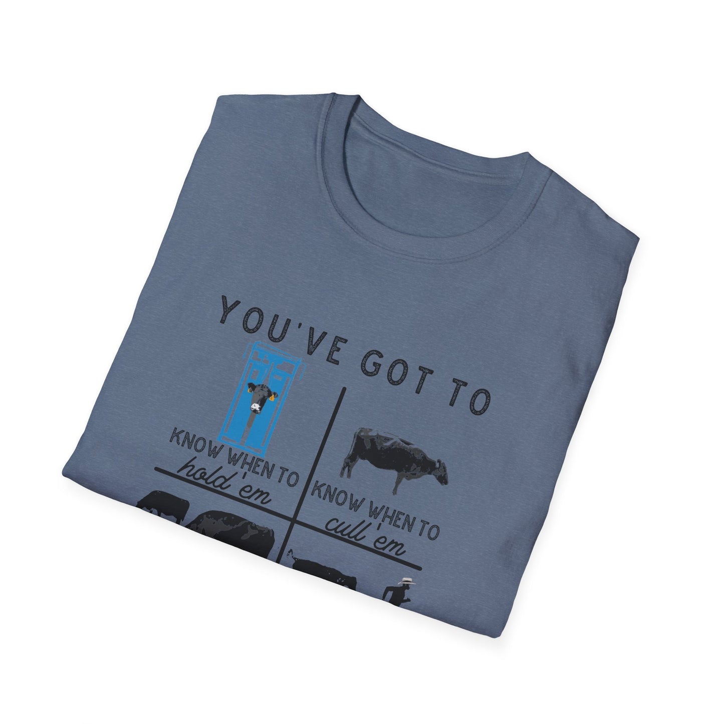 Cow Theme Unisex Softstyle T-Shirt - "You've Got To Know When To..."