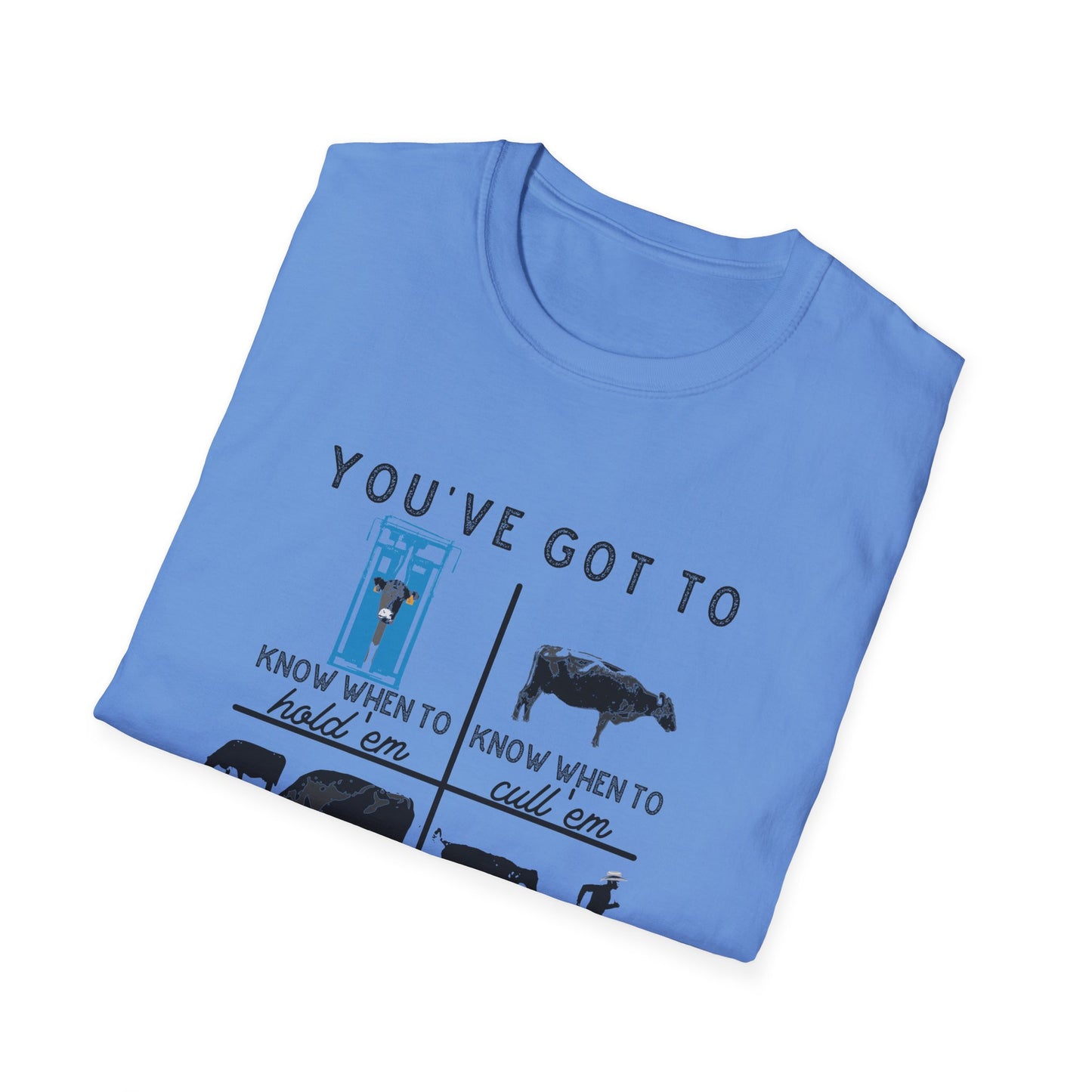 Cow Theme Unisex Softstyle T-Shirt - "You've Got To Know When To..."