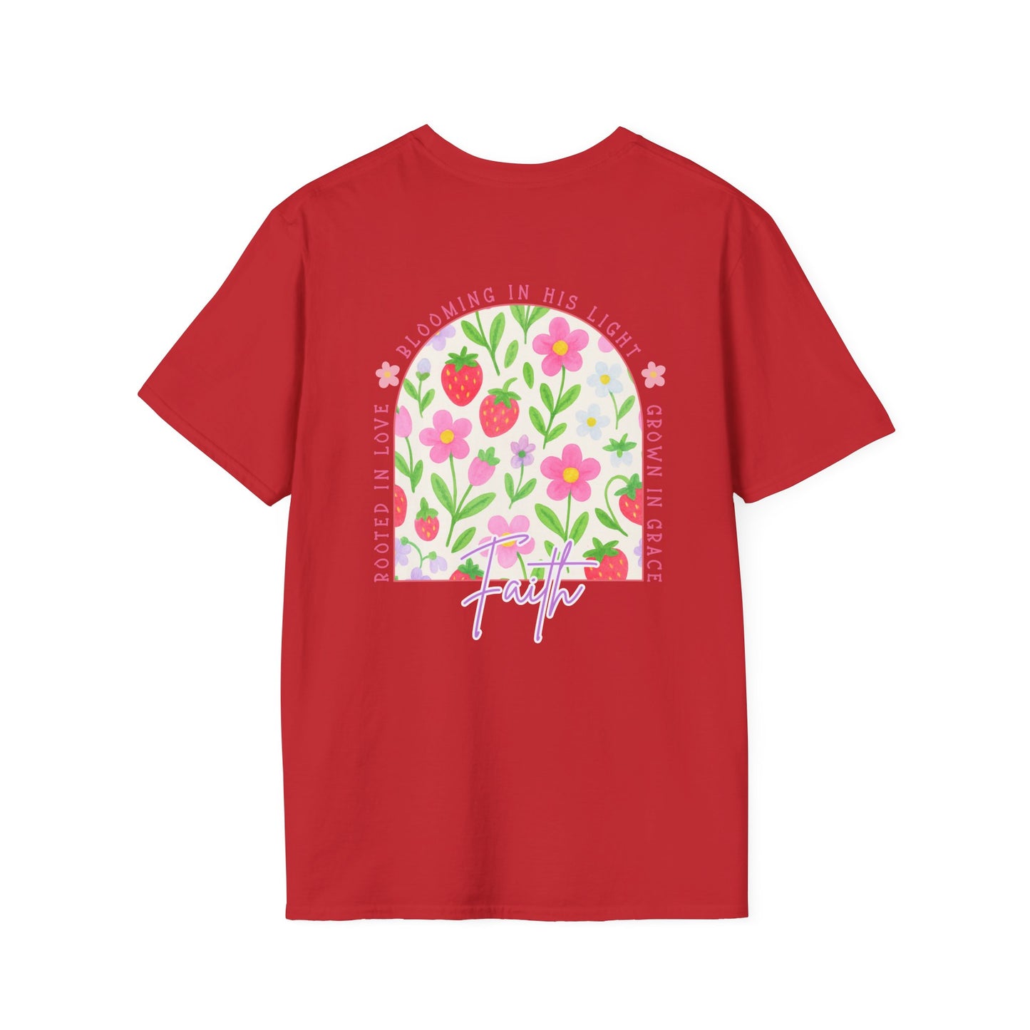 Rooted in Love, Blooming in his light, Grown in his grace Floral Unisex T-Shirt – Comfort, Style, and Positive Vibes