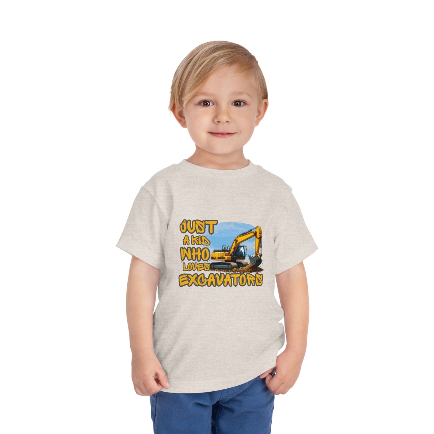 Excavator Toddler Tee - Just a Kid Who Loves Excavators, Toddler Gift, Kids' Apparel, Construction Theme T-shirt, Playtime Shirt