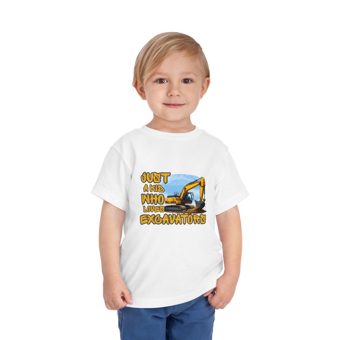 Excavator Toddler Tee - Just a Kid Who Loves Excavators, Toddler Gift, Kids' Apparel, Construction Theme T-shirt, Playtime Shirt