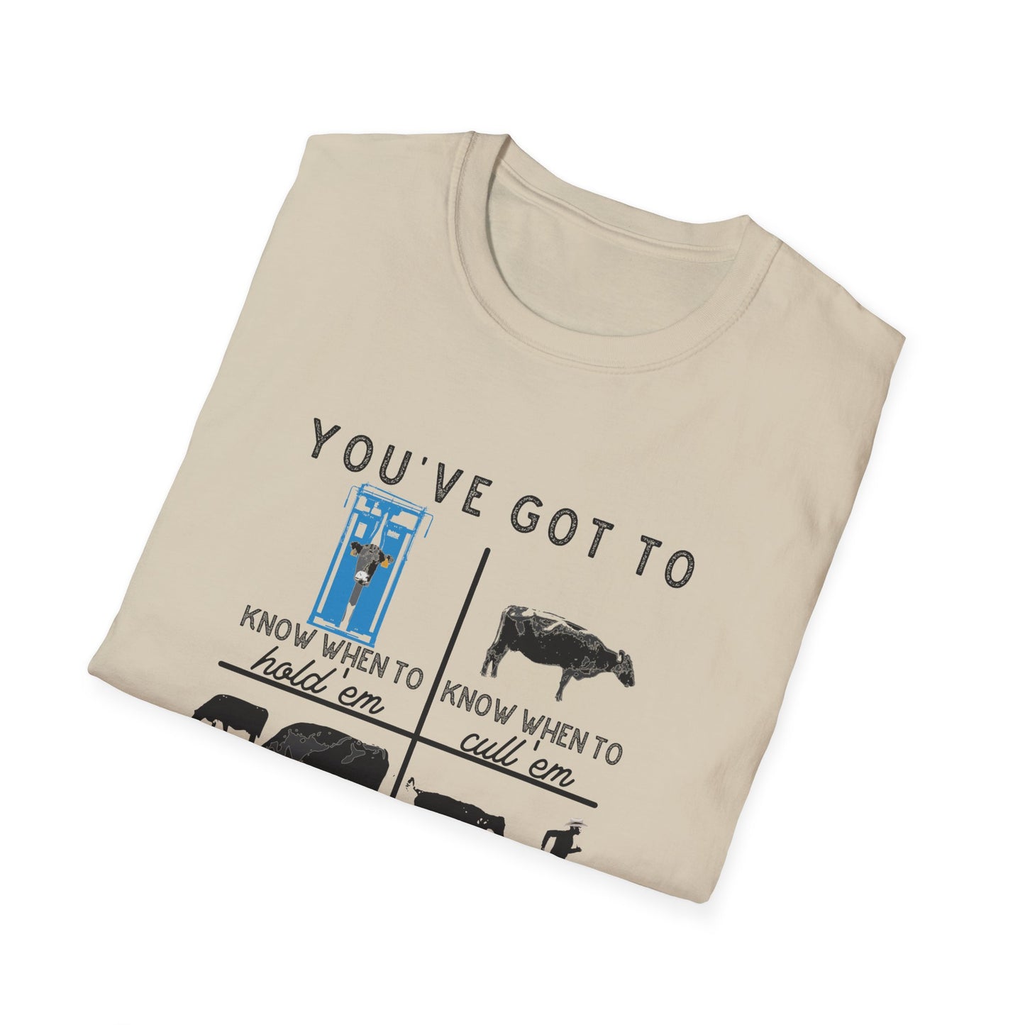 Cow Theme Unisex Softstyle T-Shirt - "You've Got To Know When To..."