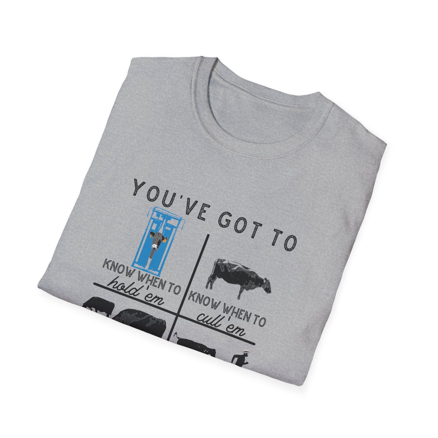 Cow Theme Unisex Softstyle T-Shirt - "You've Got To Know When To..."