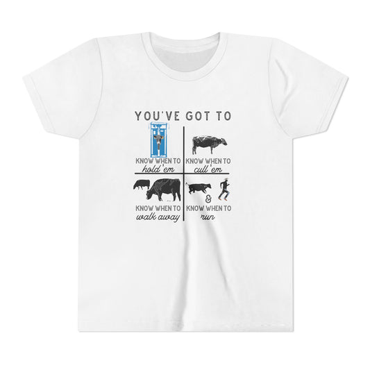 Youth Short Sleeve Tee - Inspirational Farm Life Quote "You gotta know when to..."