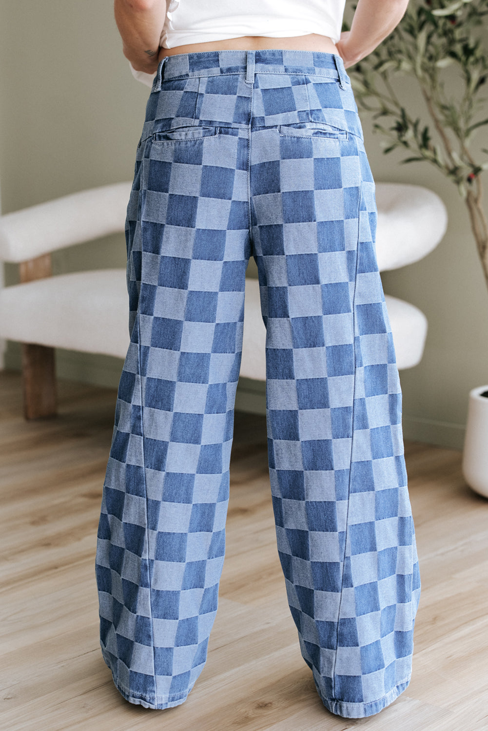 Woman Jean Wide-Leg Jean Checkered Themed Classic jeans Stylish Comfortable Jean All size Fashion Jeansable Jeans