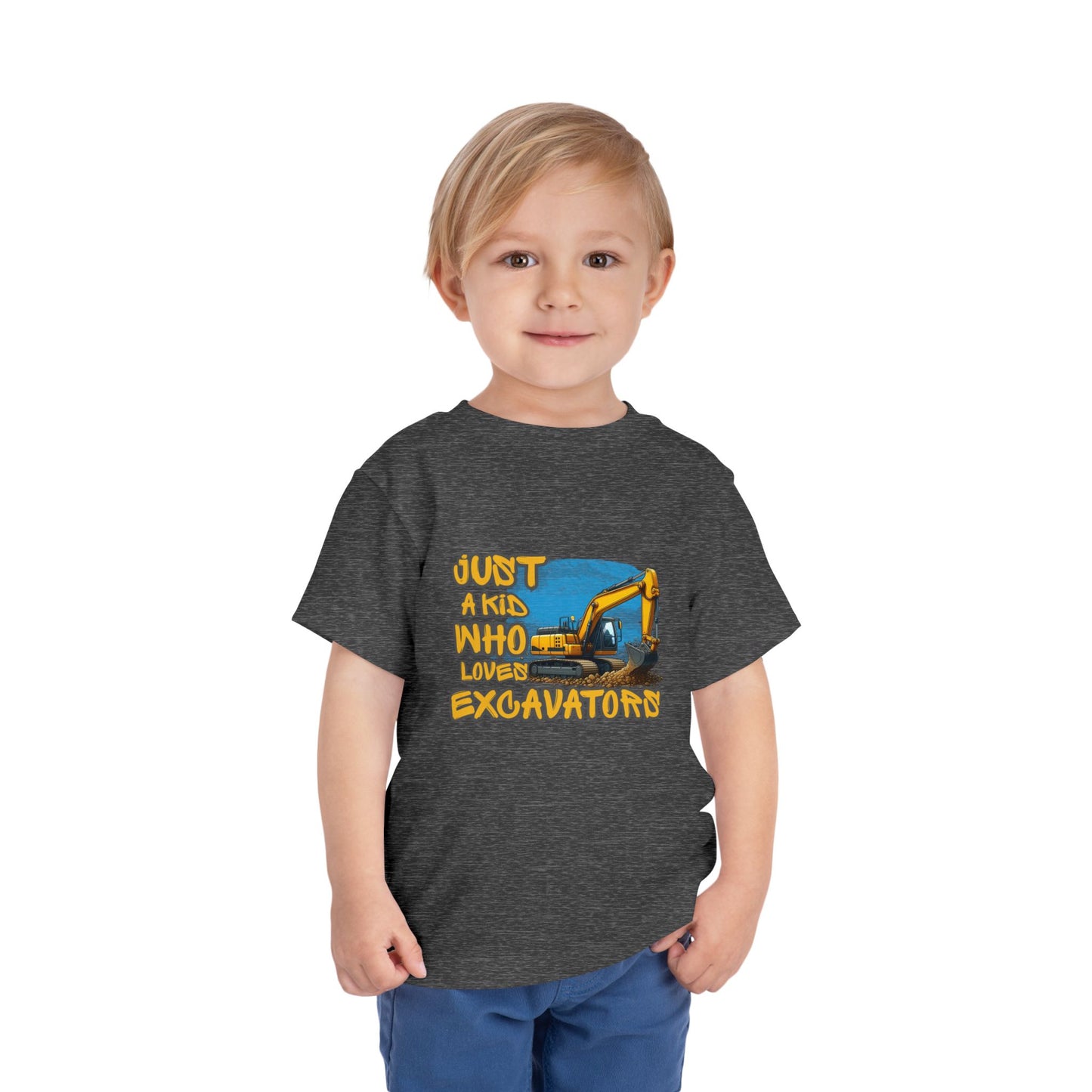 Excavator Toddler Tee - Just a Kid Who Loves Excavators, Toddler Gift, Kids' Apparel, Construction Theme T-shirt, Playtime Shirt