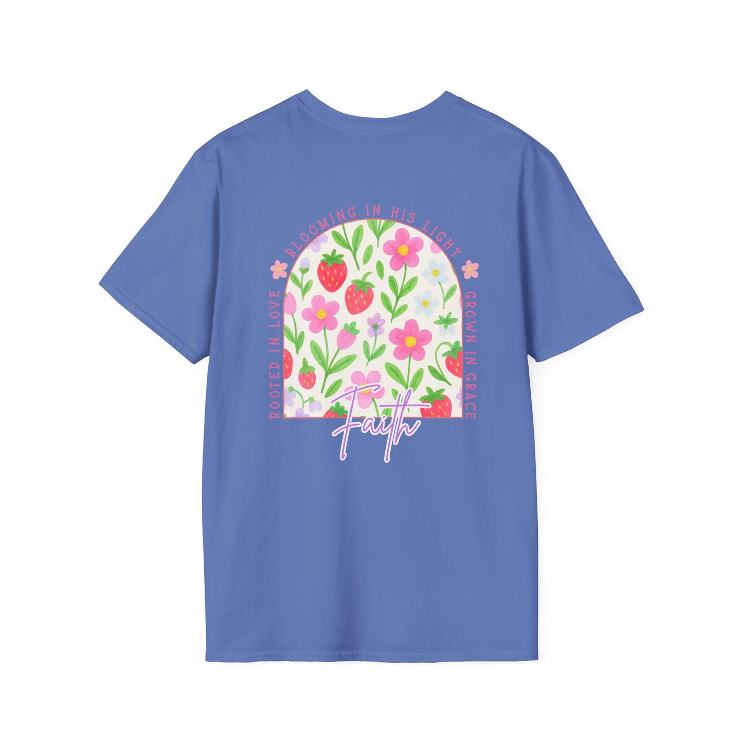 Rooted in Love, Blooming in his light, Grown in his grace Floral Unisex T-Shirt – Comfort, Style, and Positive Vibes