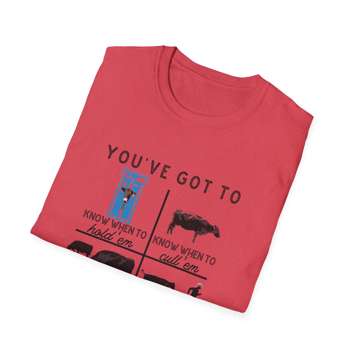 Cow Theme Unisex Softstyle T-Shirt - "You've Got To Know When To..."