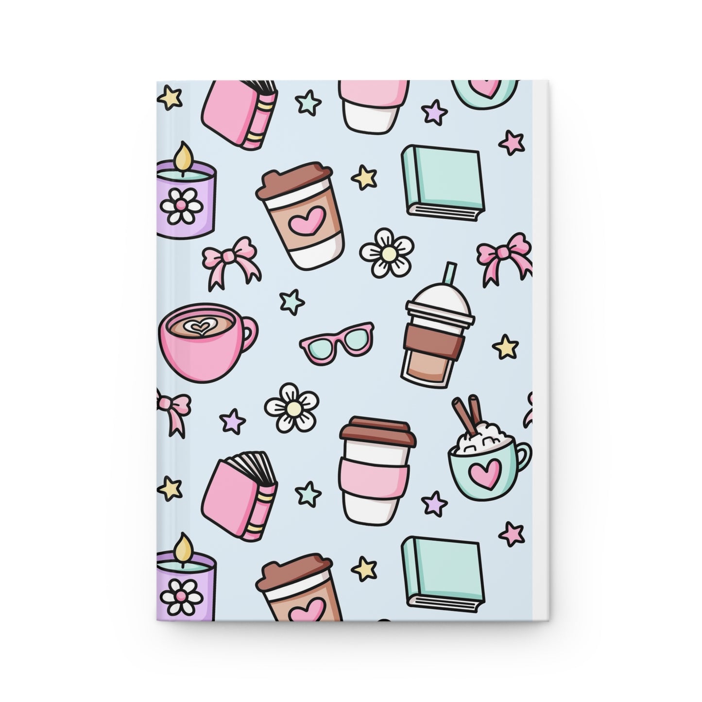 Cute Coffee Hardcover Journal Matte Blue