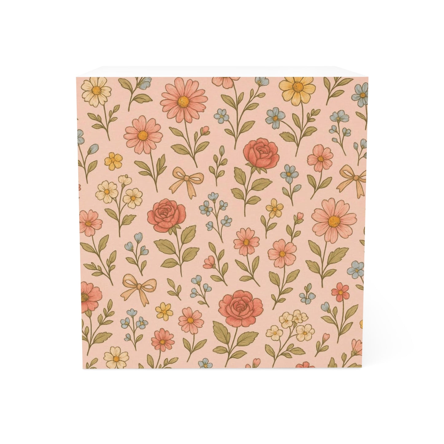 Customized 700 Notes , Floral & Bow Note Cube, Cute Stationery, Office Decor, Gift for Writers, Floral Notepad, Desk Accessories, Personalized Notes, Aesthetic Note