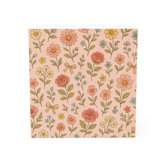 Customized 700 Notes , Floral & Bow Note Cube, Cute Stationery, Office Decor, Gift for Writers, Floral Notepad, Desk Accessories, Personalized Notes, Aesthetic Note