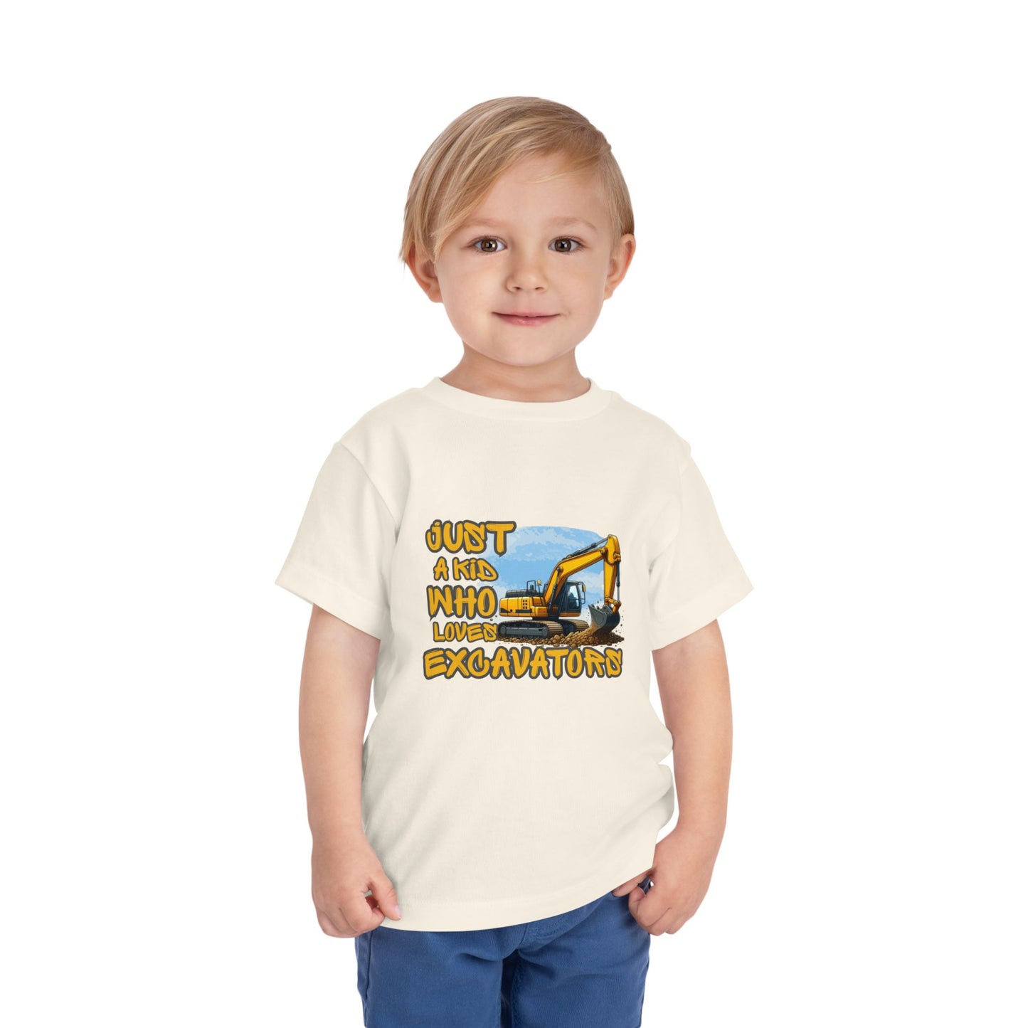 Excavator Toddler Tee - Just a Kid Who Loves Excavators, Toddler Gift, Kids' Apparel, Construction Theme T-shirt, Playtime Shirt