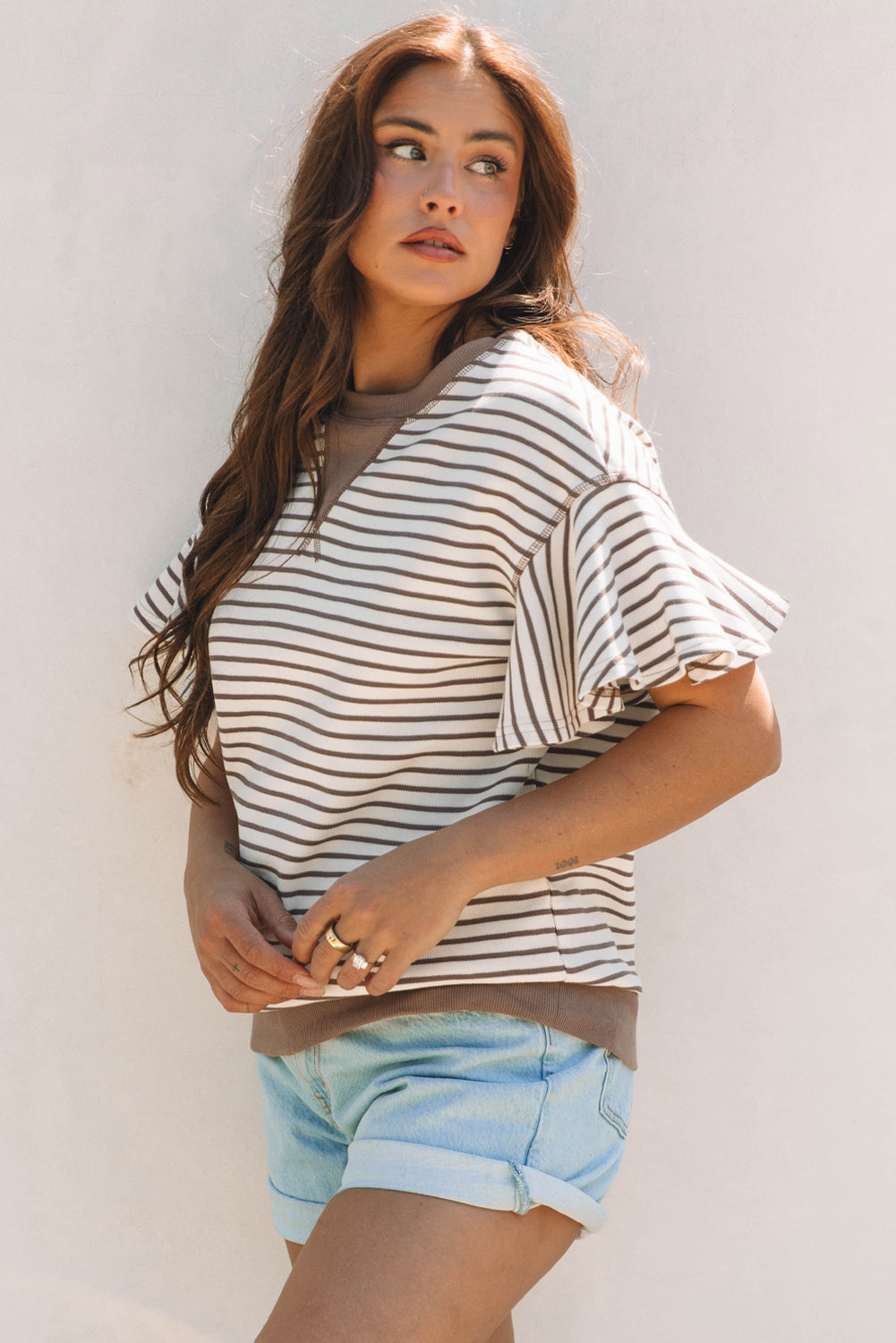 Striped Ruffle Sleeve Top – Trendy, Comfortable, and Effortlessly Chic