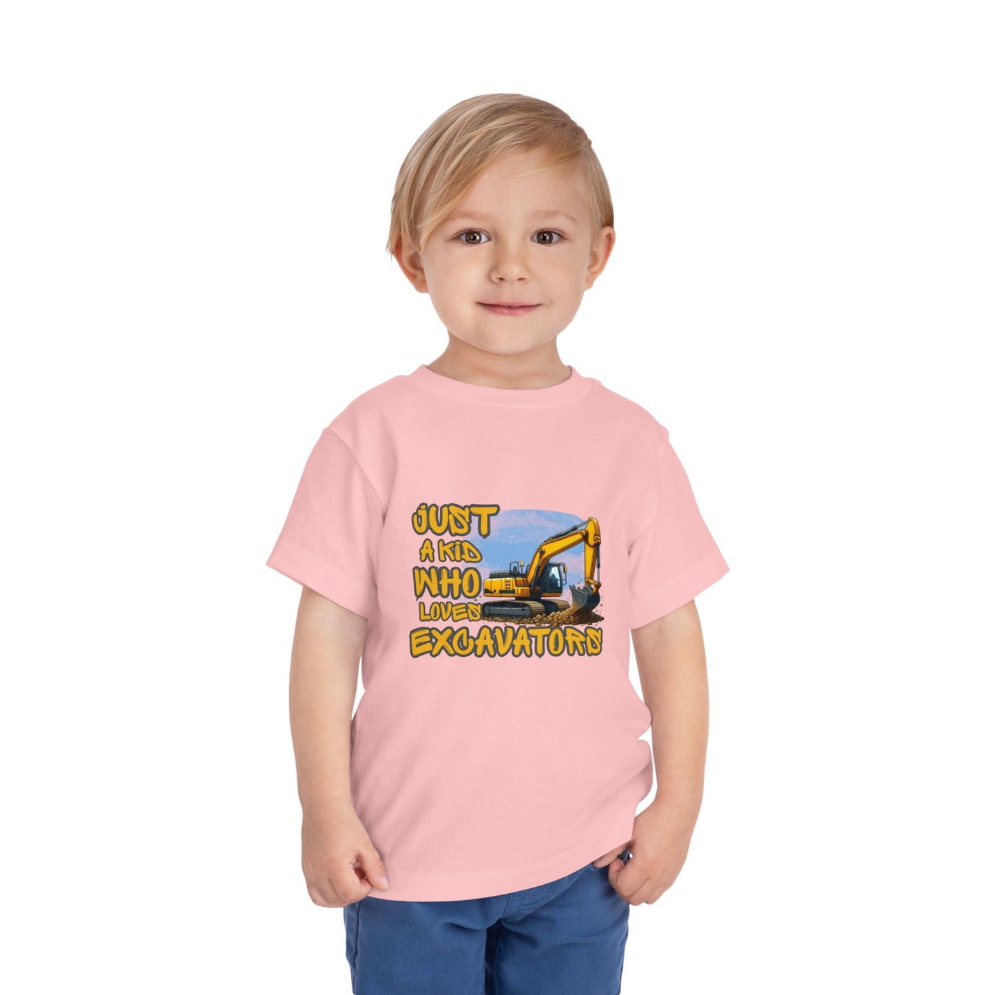 Excavator Toddler Tee - Just a Kid Who Loves Excavators, Toddler Gift, Kids' Apparel, Construction Theme T-shirt, Playtime Shirt