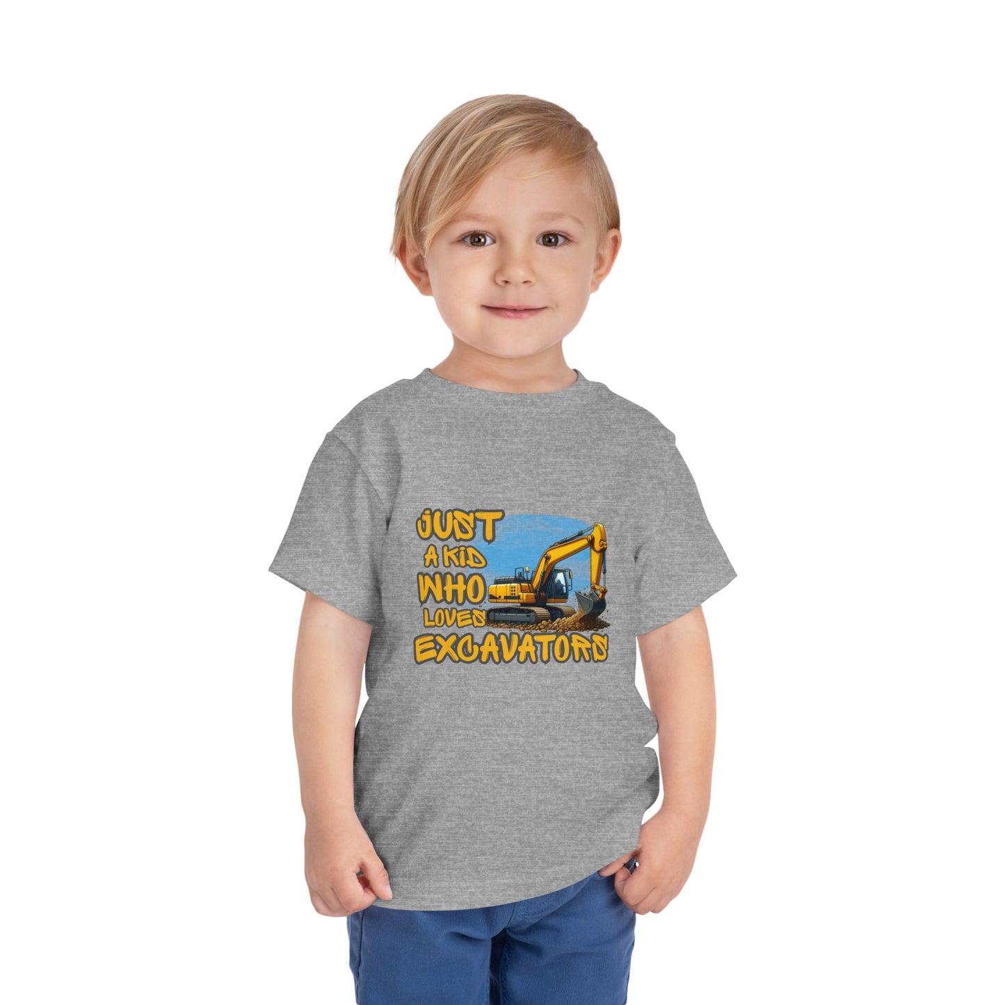 Excavator Toddler Tee - Just a Kid Who Loves Excavators, Toddler Gift, Kids' Apparel, Construction Theme T-shirt, Playtime Shirt
