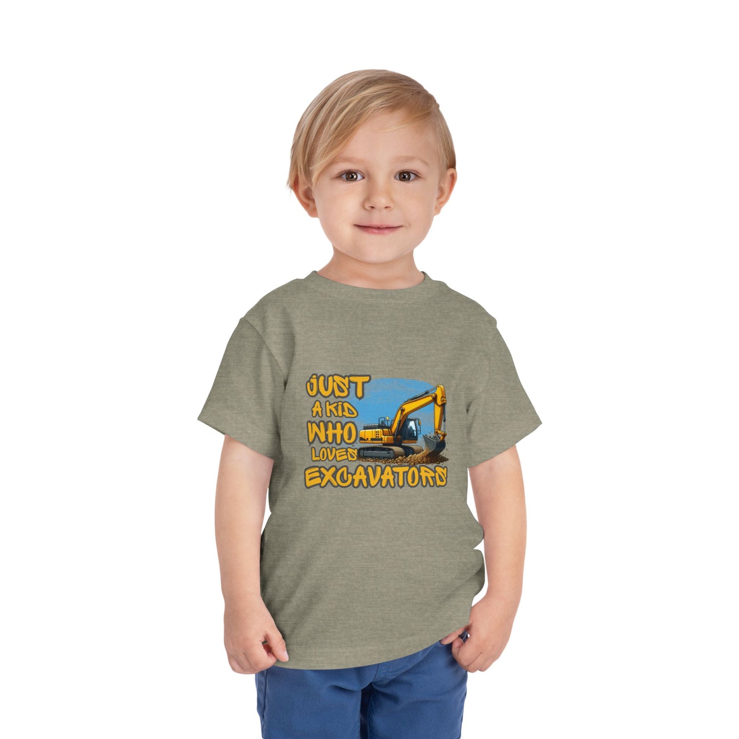 Excavator Toddler Tee - Just a Kid Who Loves Excavators, Toddler Gift, Kids' Apparel, Construction Theme T-shirt, Playtime Shirt