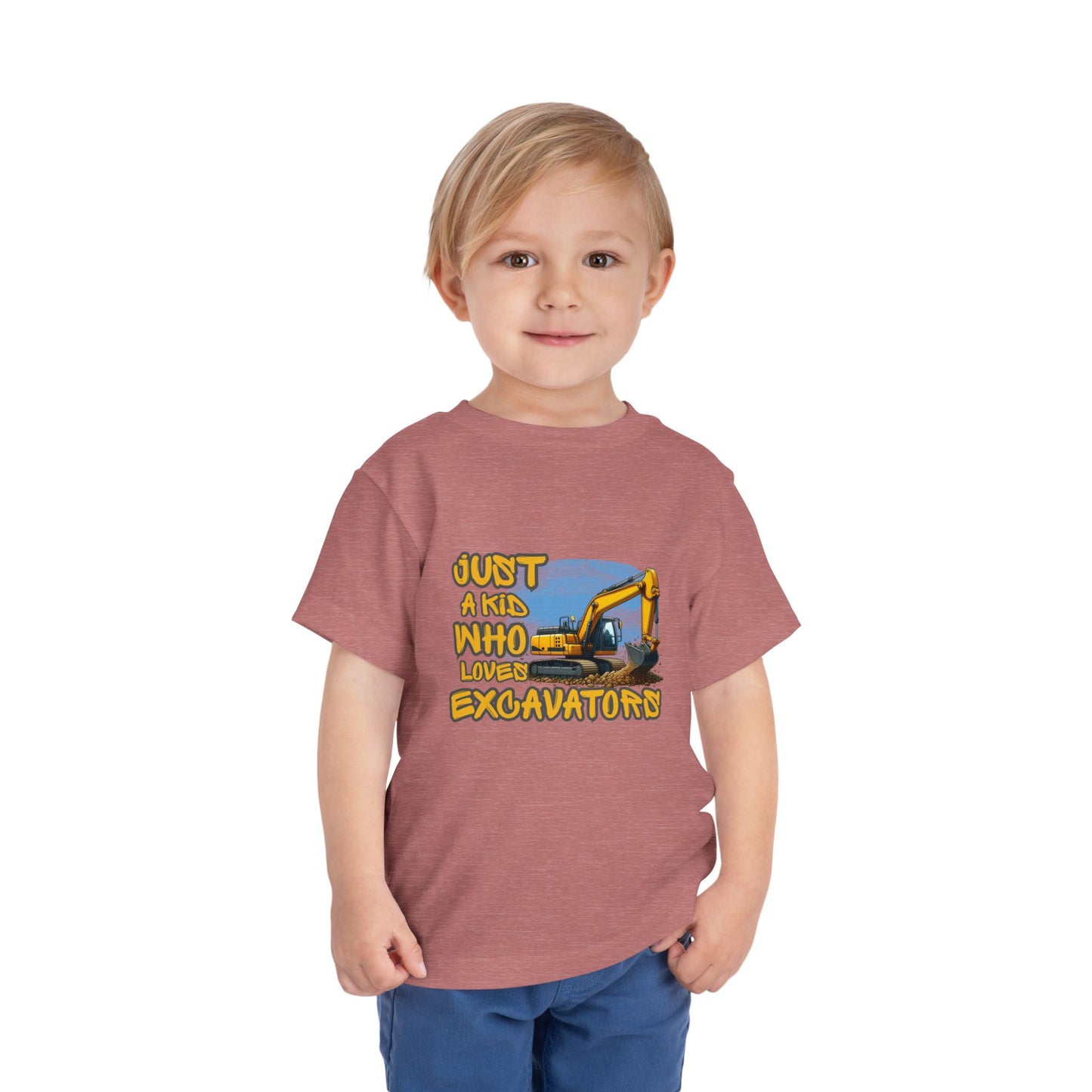 Excavator Toddler Tee - Just a Kid Who Loves Excavators, Toddler Gift, Kids' Apparel, Construction Theme T-shirt, Playtime Shirt