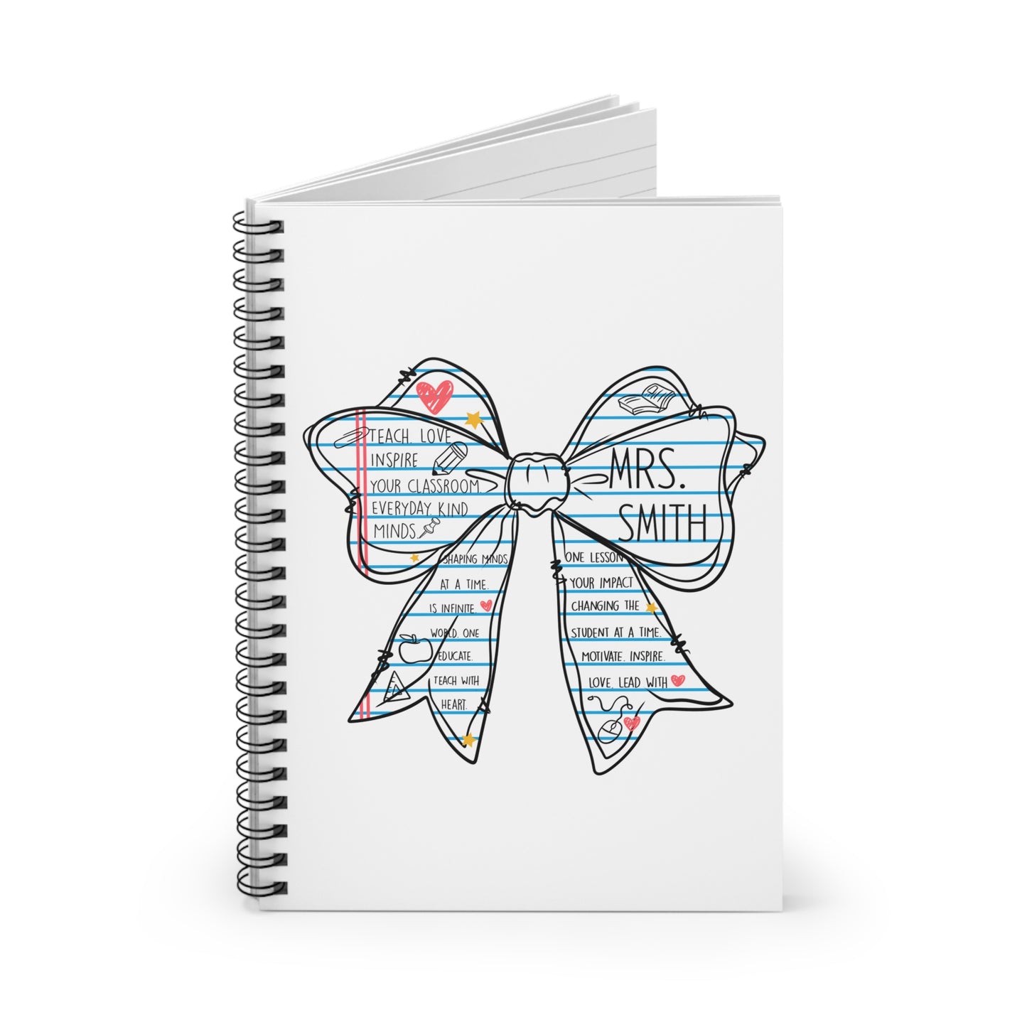 Personalized Notebook Teacher's Inspirational Spiral Notebook Classroom Ruled Lines notebook Back to School Notebook Gifts for Educators Classroom Supplies Teaching