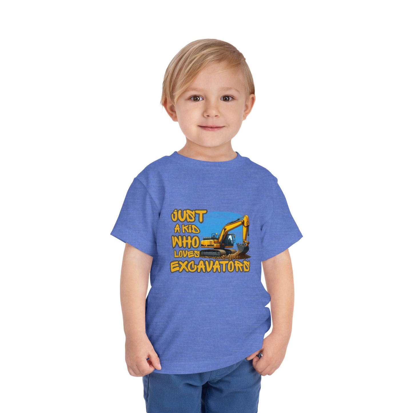 Excavator Toddler Tee - Just a Kid Who Loves Excavators, Toddler Gift, Kids' Apparel, Construction Theme T-shirt, Playtime Shirt