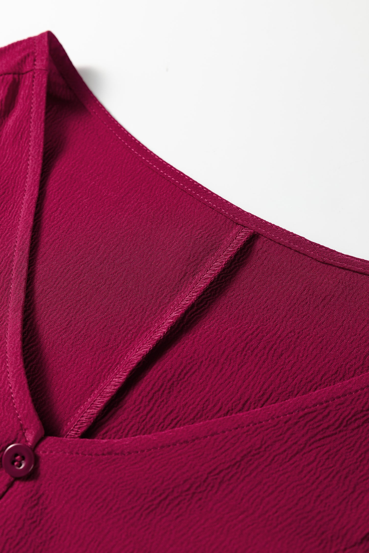 Blackish Green Solid Long Sleeve Button V Neck Tiered Maxi Dress