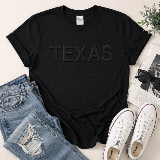 Black on Black Embossed Texas