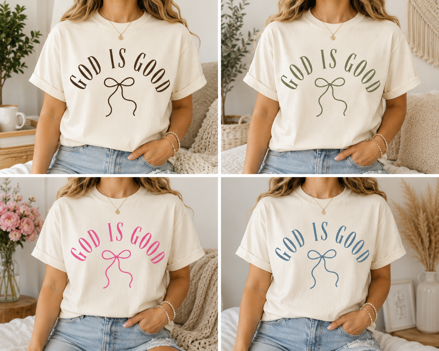 God Is Good Bow Tee – Christian Graphic Tee