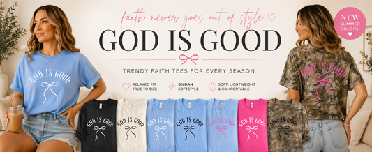 God Is Good Bow Tee – Christian Graphic Tee