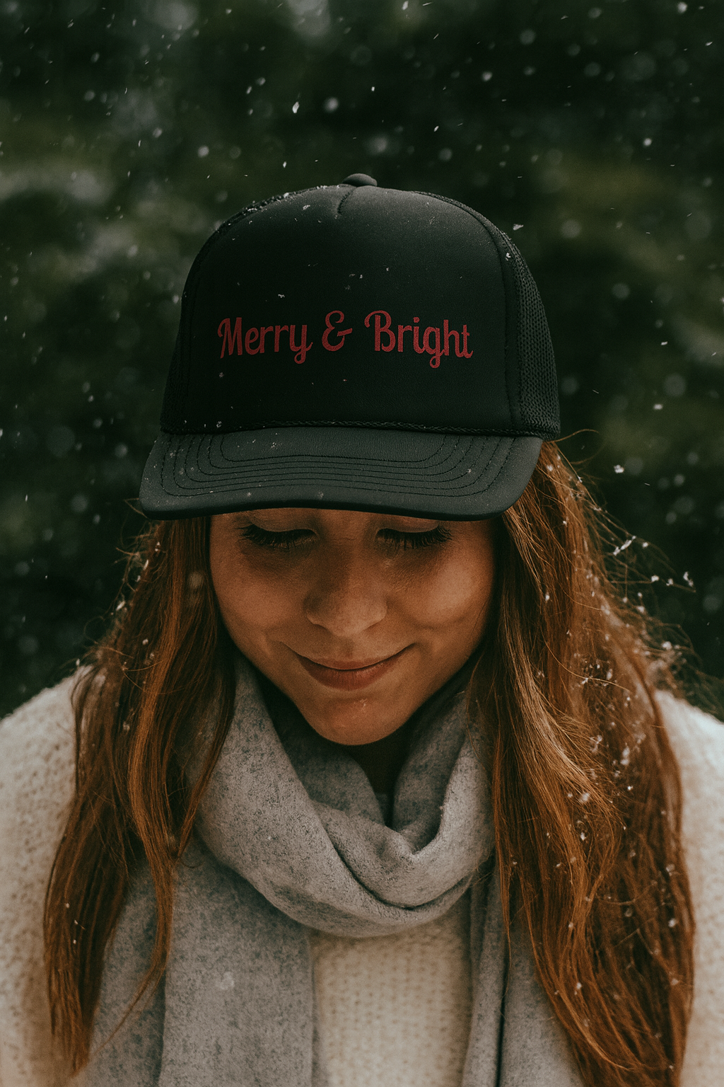 Merry & Bright Trucker Hat – Festive Christmas Mesh Cap