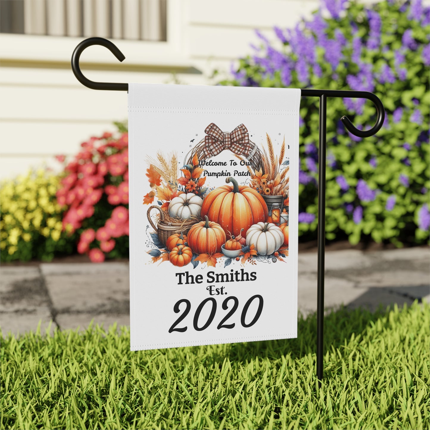 Personalized Fall Welcome Garden Banner, Personalized Seasonal Decor, Pumpkin Patch Sign, Outdoor Flag, Home and Garden Decoration