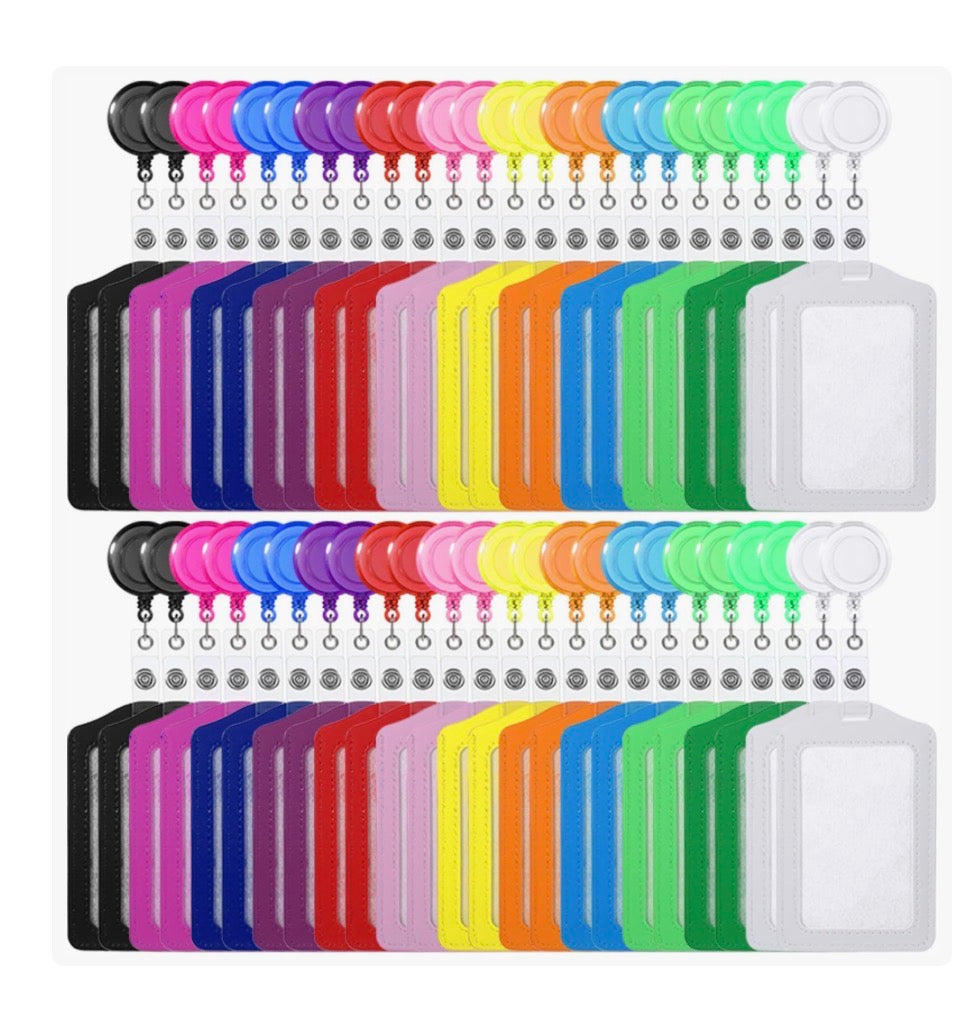 Personalized Colorful Badge Holder & Matching Retractable Reel Set | Vertical ID Card Holder for Nurses, Teachers & Office Staff