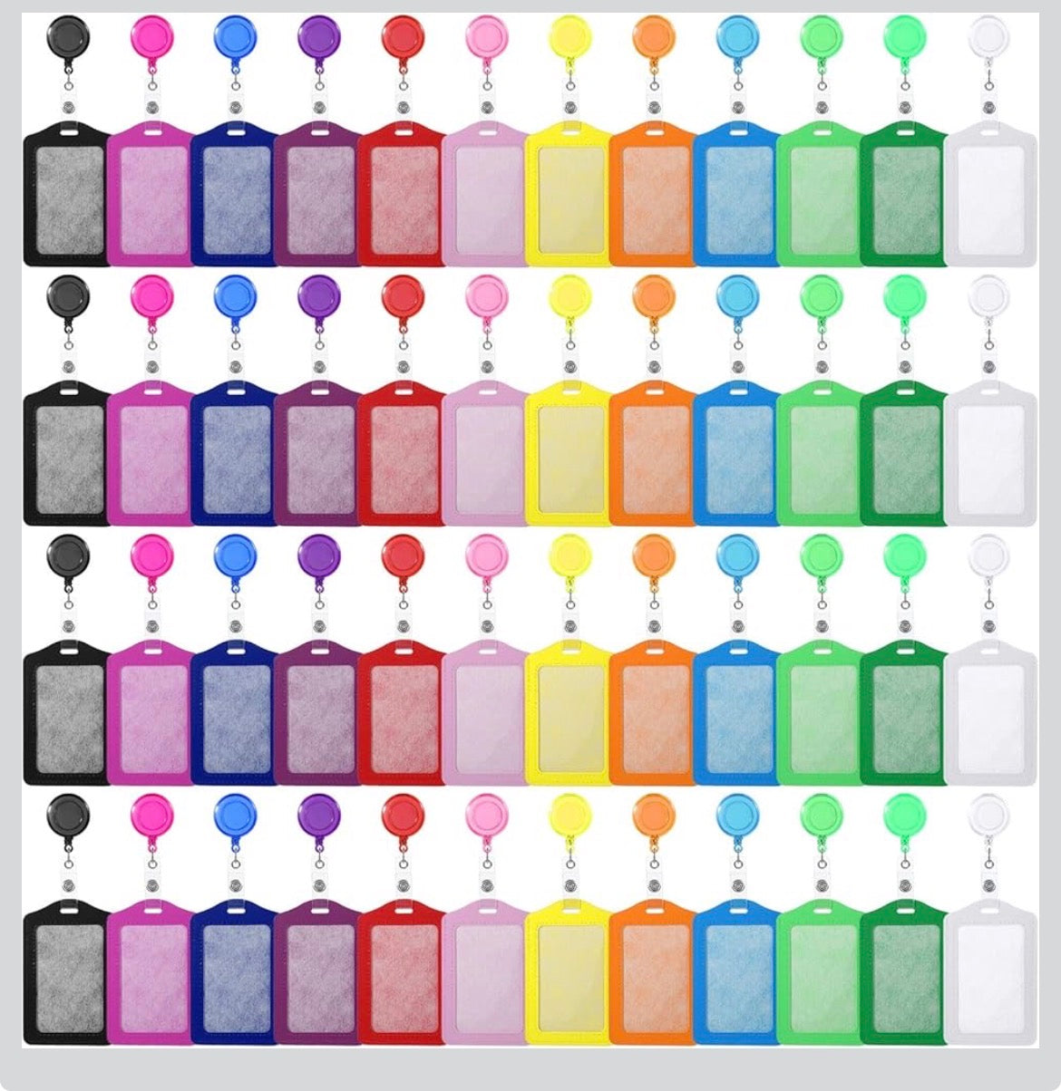 Personalized Colorful Badge Holder & Matching Retractable Reel Set | Vertical ID Card Holder for Nurses, Teachers & Office Staff