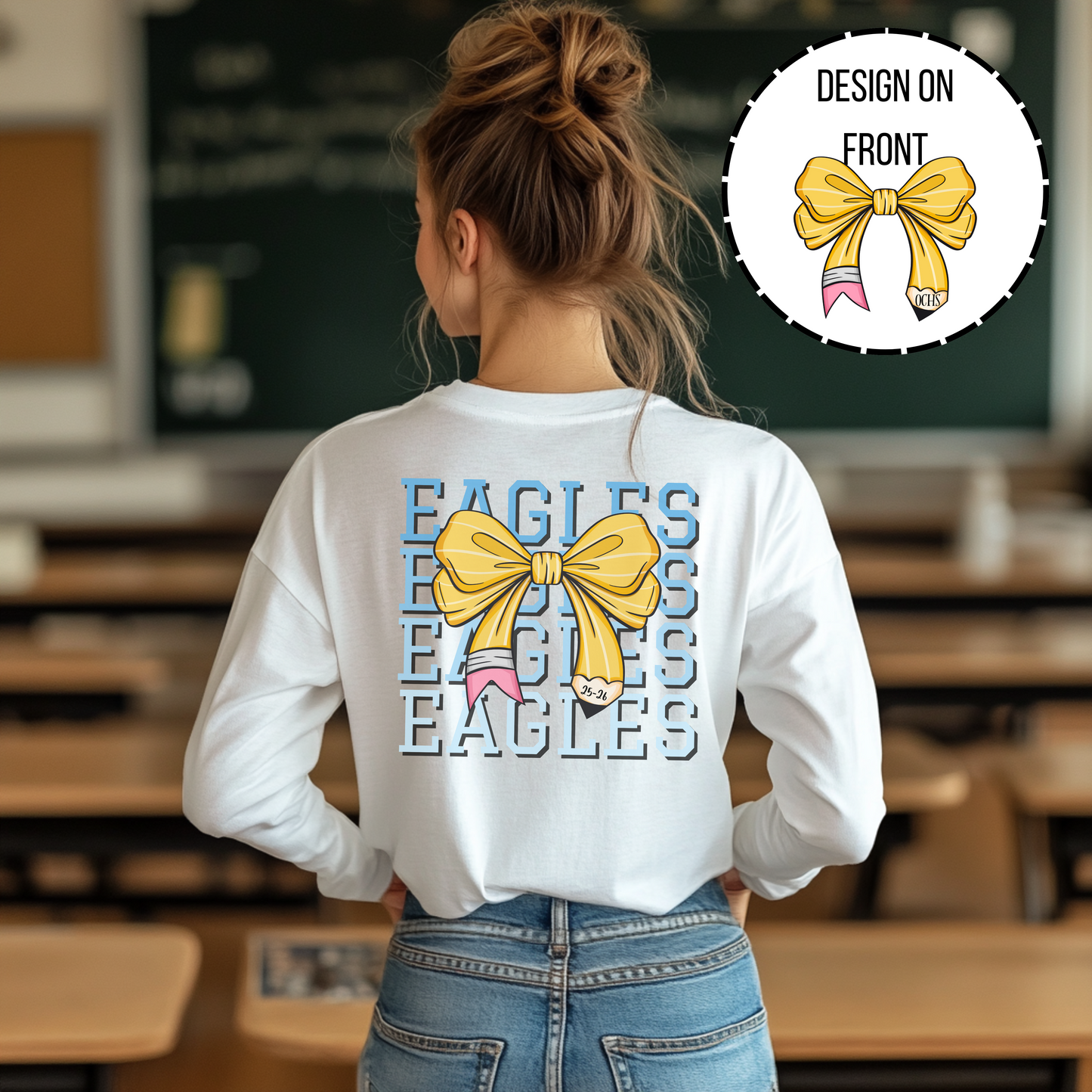 Personalized School Graphic Tee for Teacher Spirit T-Shirt for Game Day Mascot Tee Cheerleader Apparel For Sports Fan Gift