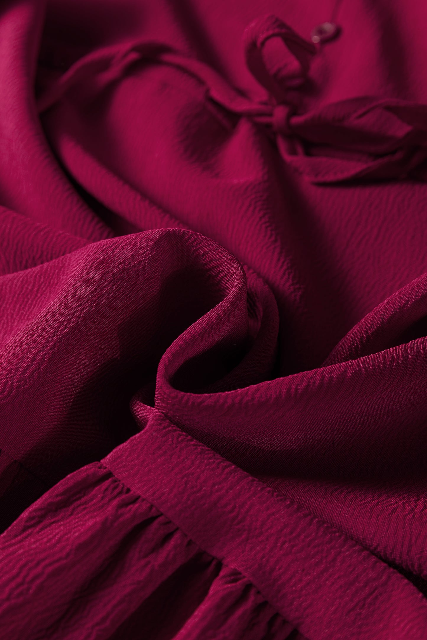 Blackish Green Solid Long Sleeve Button V Neck Tiered Maxi Dress