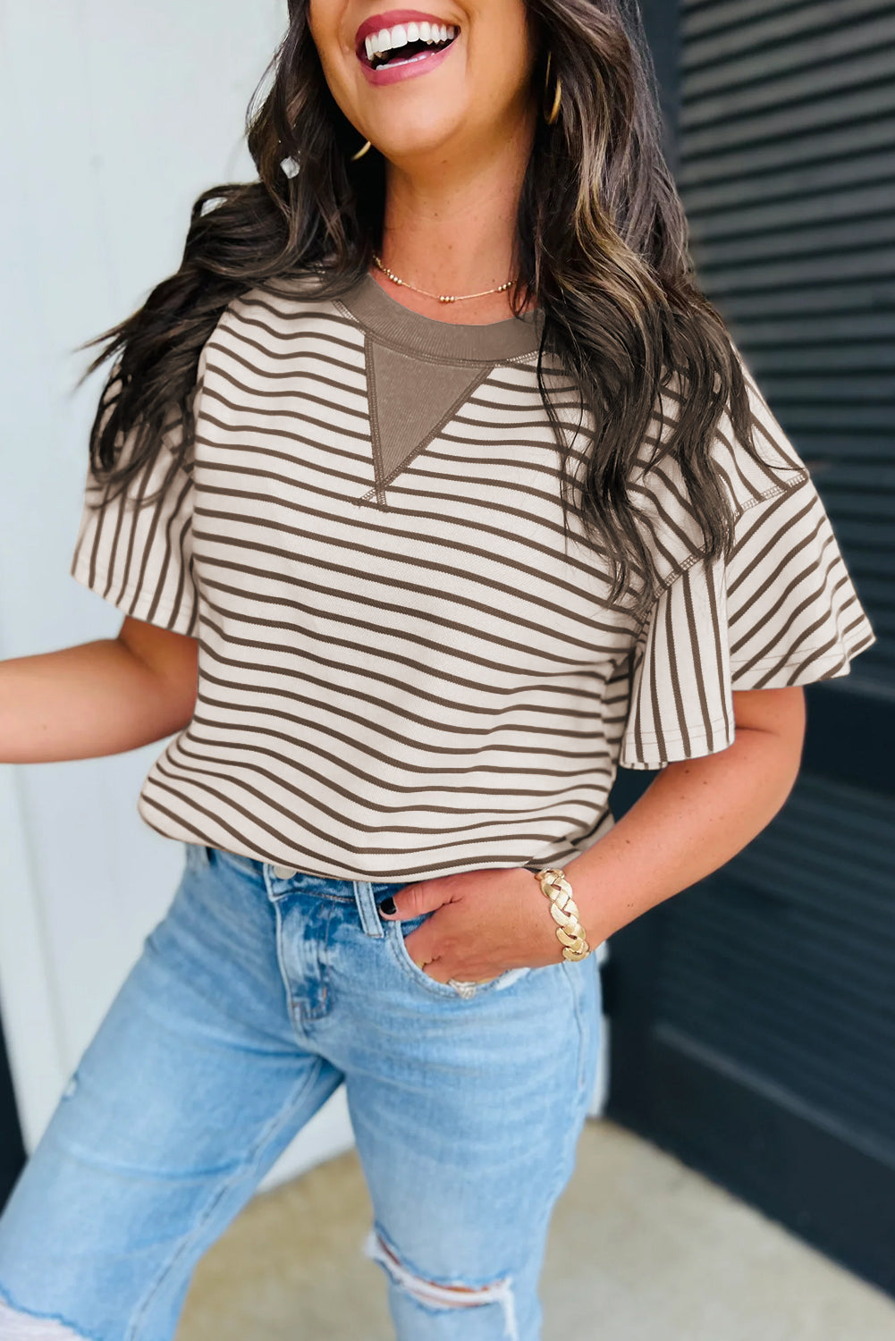 Striped Ruffle Sleeve Top – Trendy, Comfortable, and Effortlessly Chic