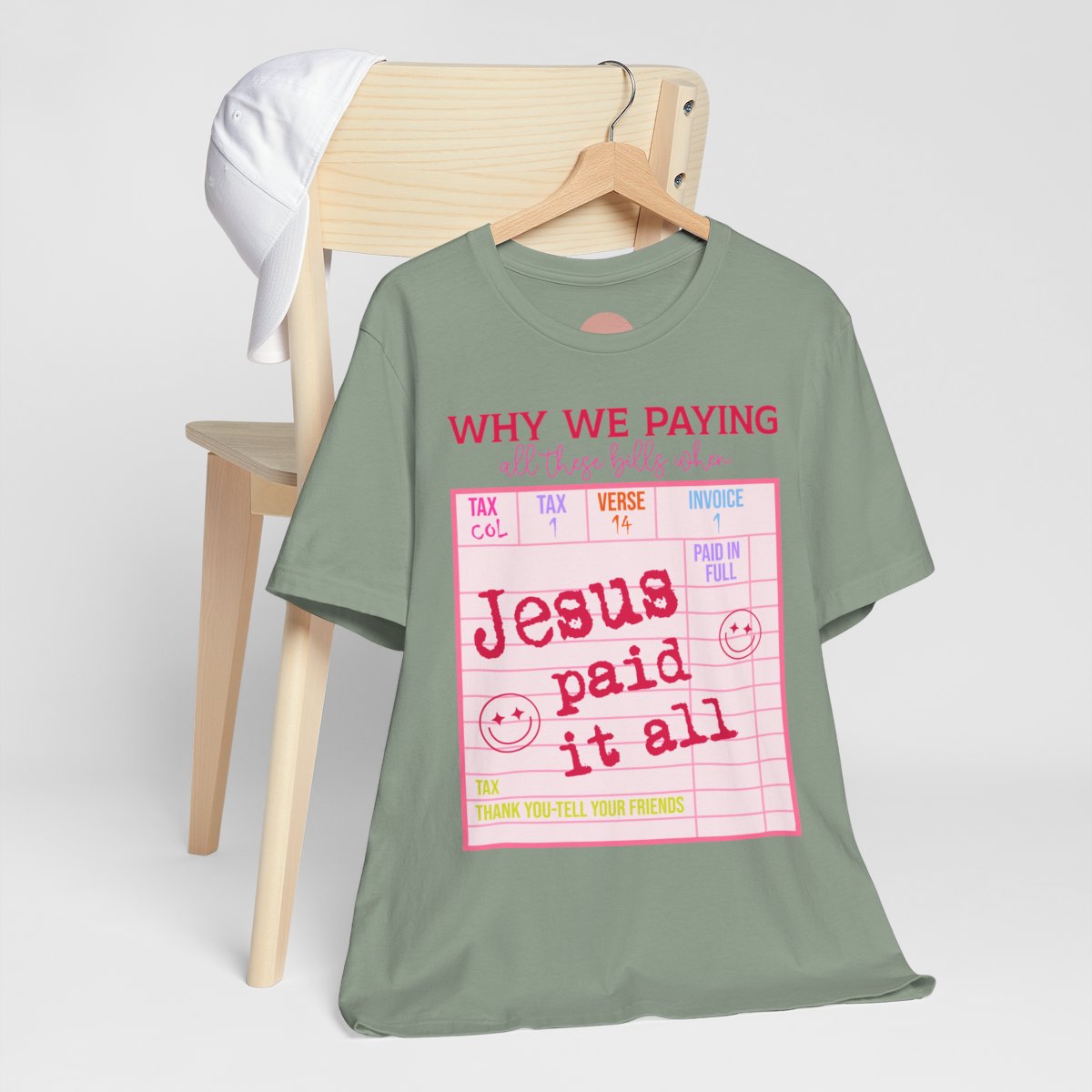 Christian Faith-Inspired Short Sleeve Tee, Jesus Paid It All Tee, Christian Gift, Casual T-Shirt, Religious Apparel, Affirmation Wear