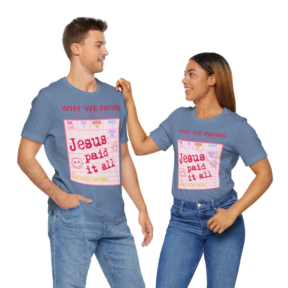 Christian Faith-Inspired Short Sleeve Tee, Jesus Paid It All Tee, Christian Gift, Casual T-Shirt, Religious Apparel, Affirmation Wear